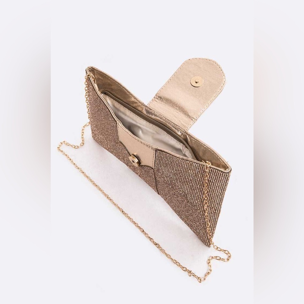 Rhinestone Pave Stone Bow Clutch Bag - Picture 5 of 6